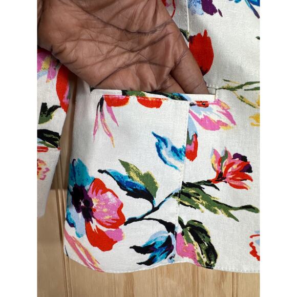 Isabella DeMarco by Tahari Levine Floral Linen Blend Jacket 3/4 Sleeve Size 6 - Picture 6 of 9